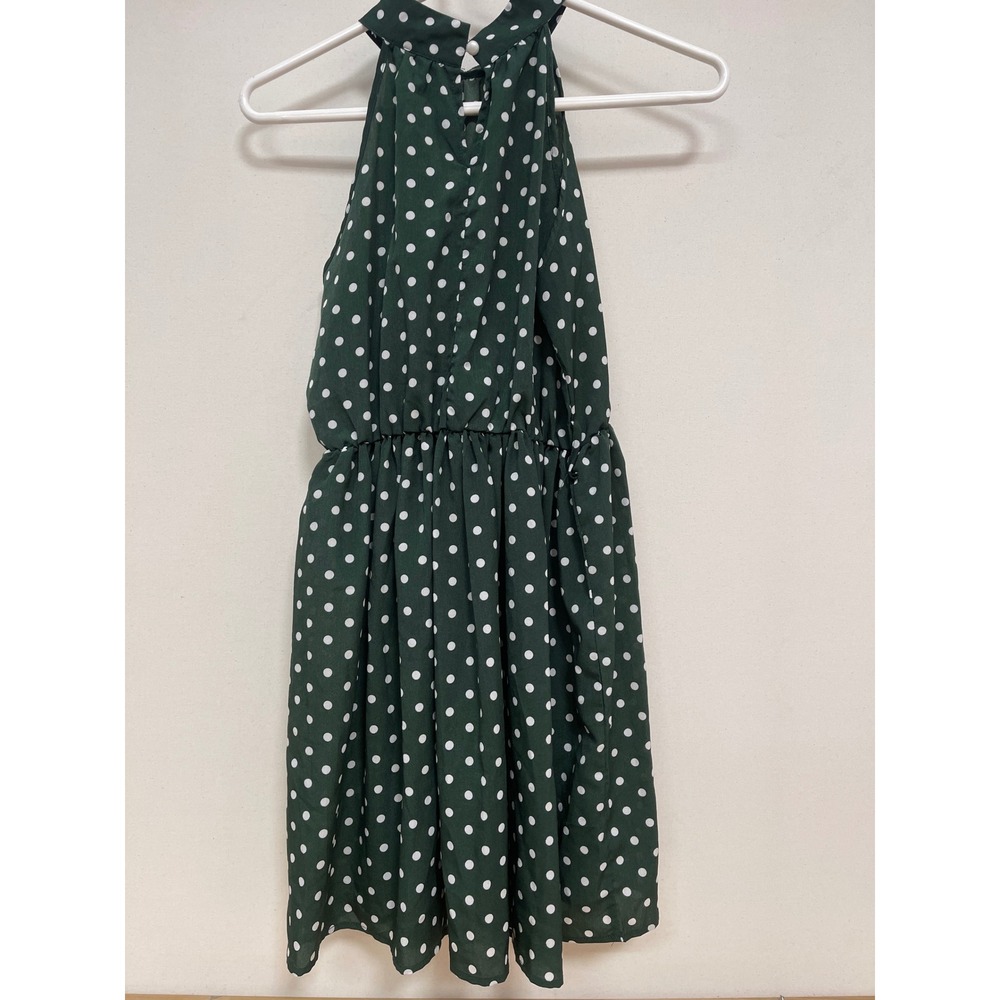 SHEIN Dark Green Polka Dot Halter Neck Mini Dress Size S US 4